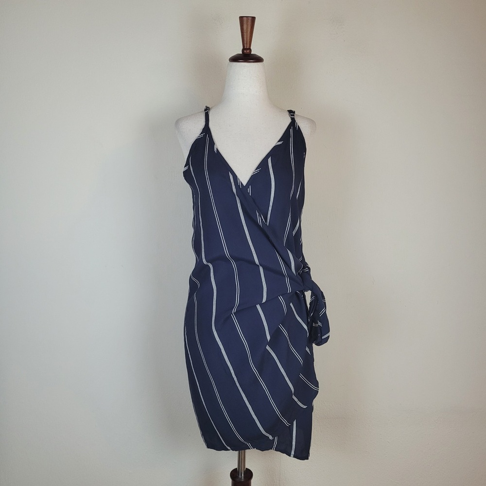 Rails Dress Small Navy Blue White Striped Sleeveless Wrap Tie Malia Mini NEW